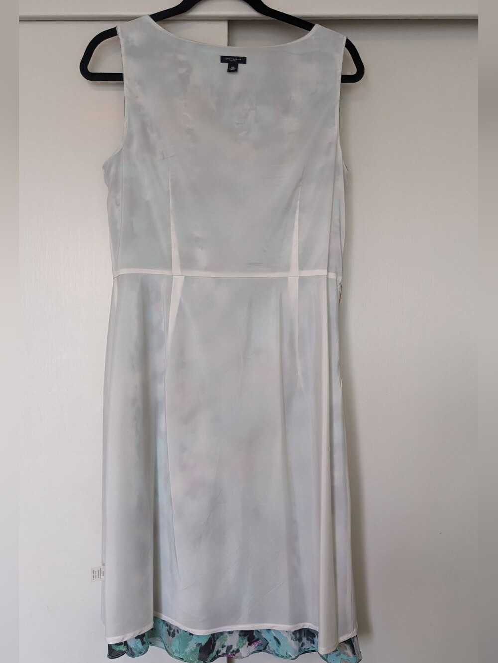 Ann Taylor Abstract Print Midi Dress in Teal, Mint & Pink - Picture 7 of 7